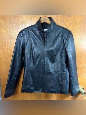 Vintage 90s 100% Leather Zip Up Moto Jacket Mall Goth Y2K Mcbling Cyber Matrix